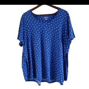 Gudrun Sjoden Blue Dot Boxy Organic Cotton Short Sleeve Top Shirt Womens XXL